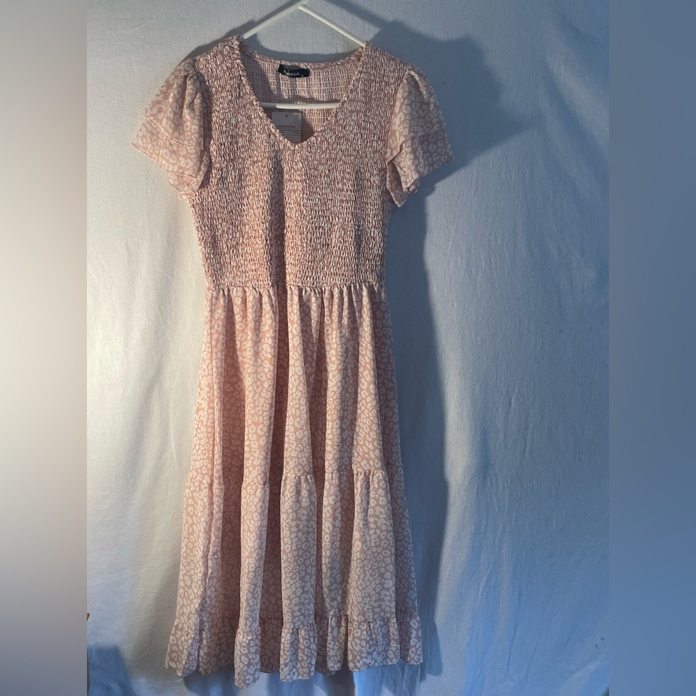 Elegant Pink Smocked Dress